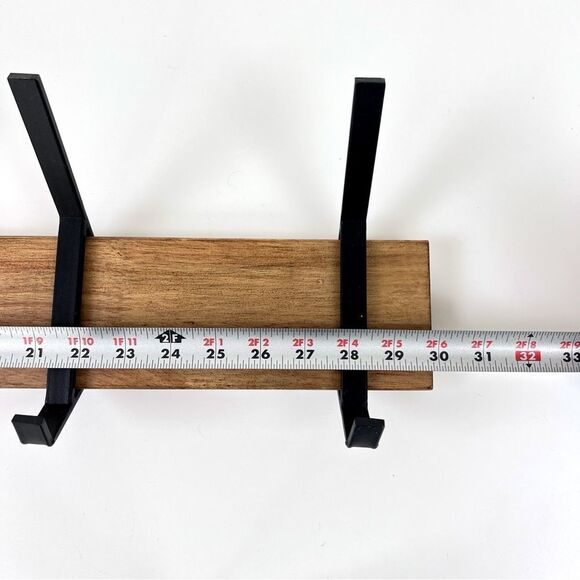 Kate and Laurel Rossmore Farmhouse 5-Hook Wall Hanging Coat Rack Natural Rustic - Picture 8 of 10